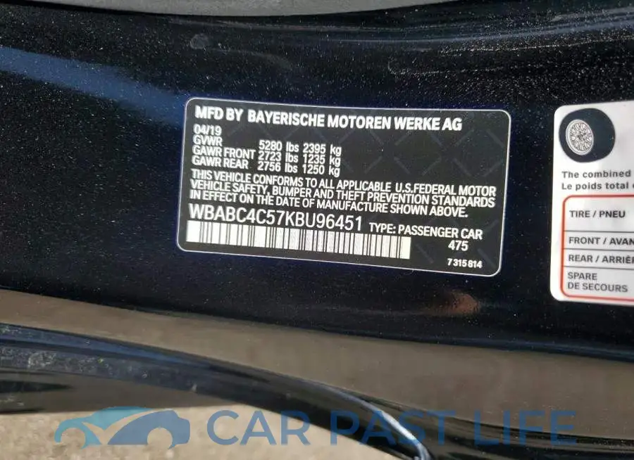 WBABC4C57KBU96451# 12
