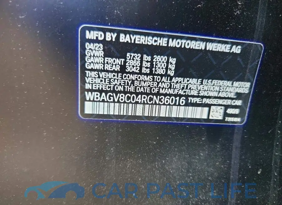 WBAGV8C04RCN36016# 13
