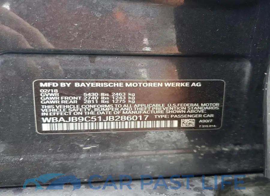 WBAJB9C51JB286017# 12