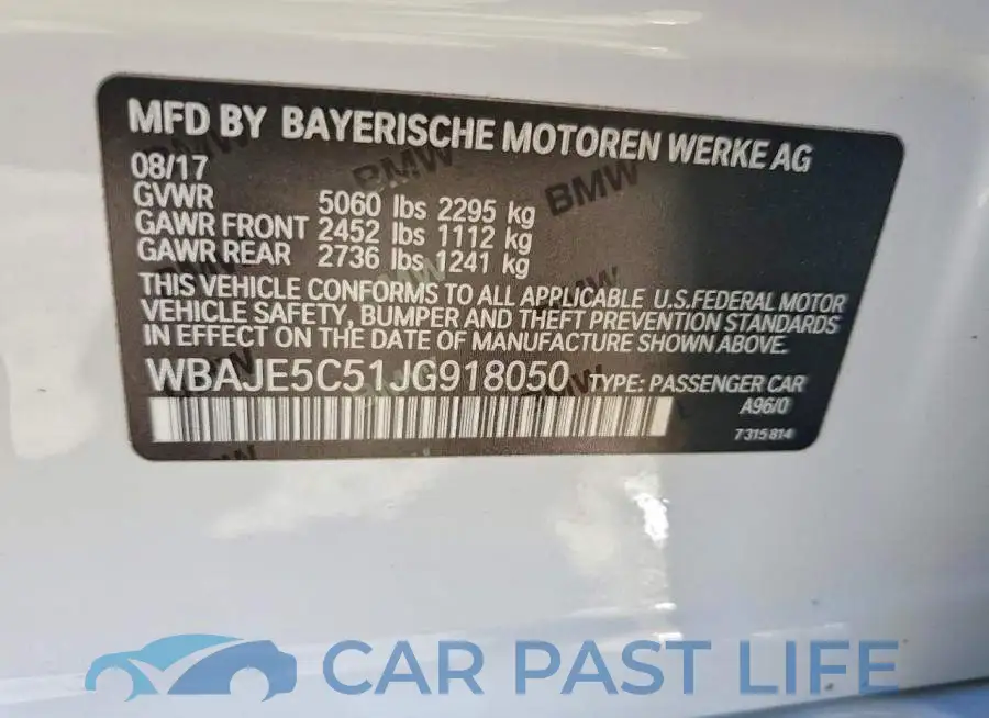 WBAJE5C51JG918050# 12