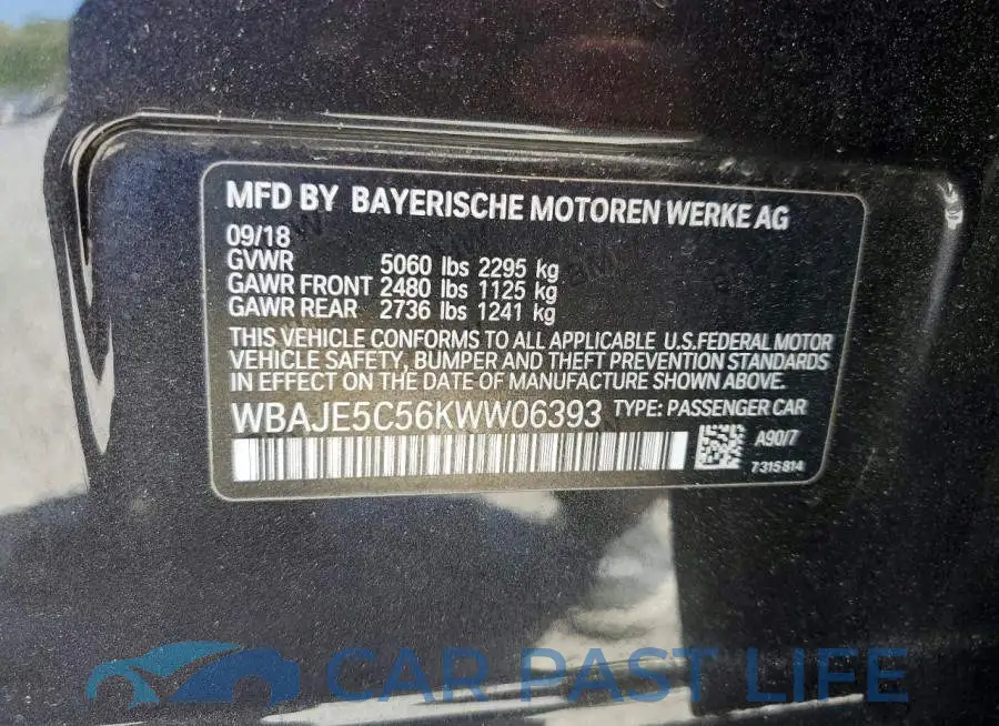WBAJE5C56KWW06393# 12