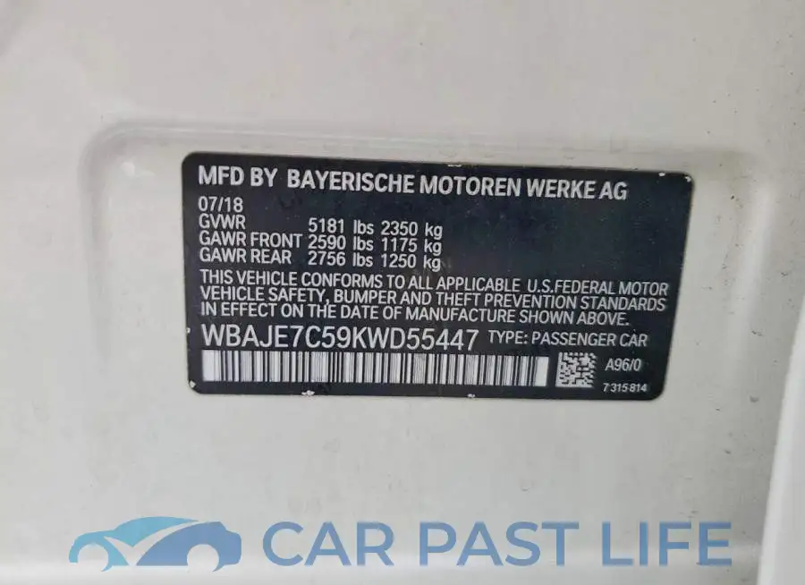 WBAJE7C59KWD55447# 12