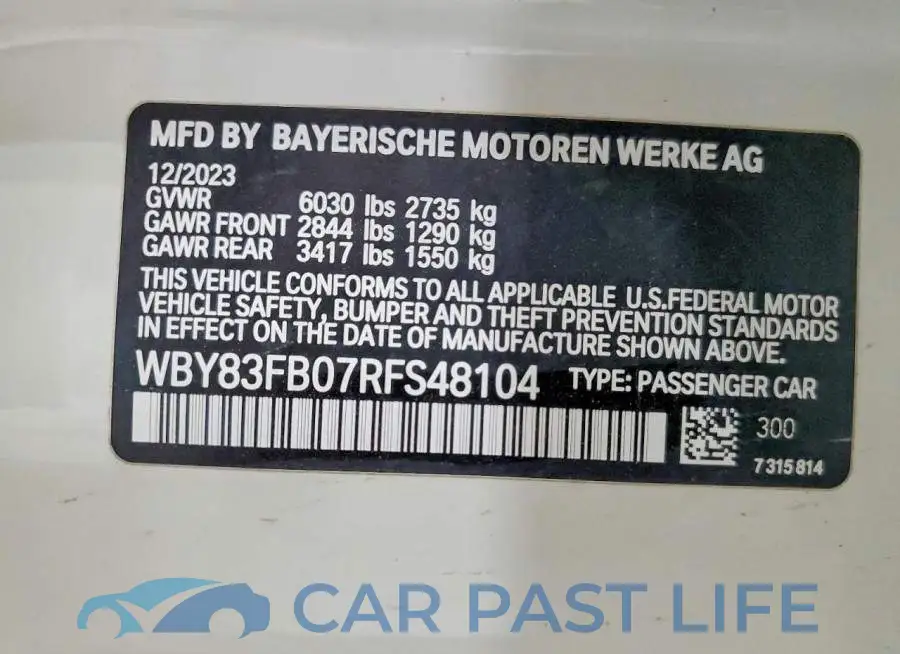 WBY83FB07RFS48104# 12