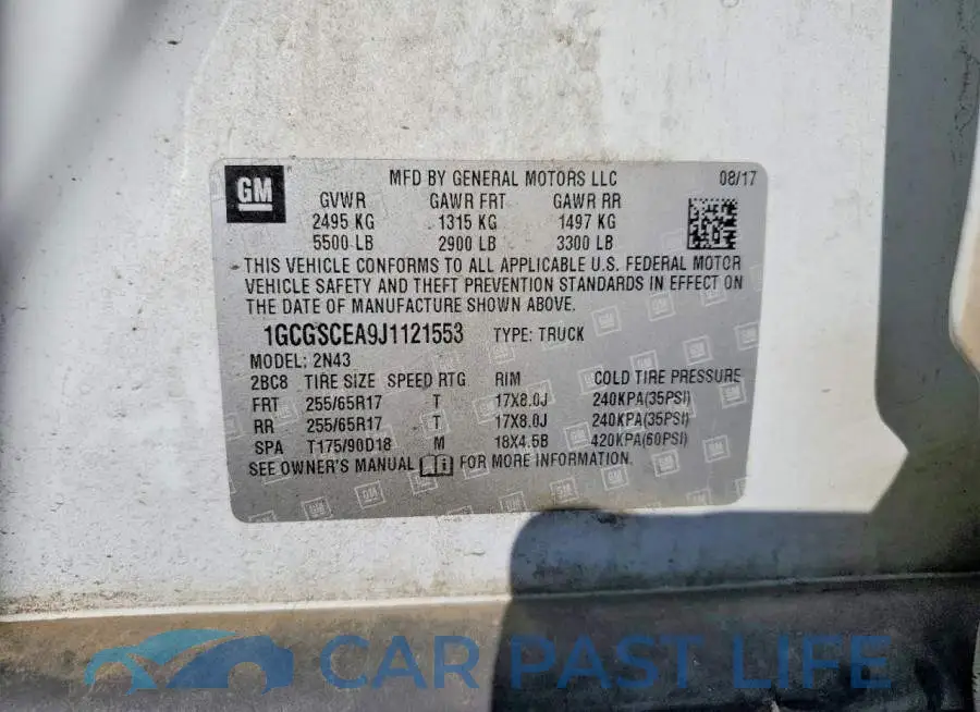 1GCGSCEA9J1121553# 12