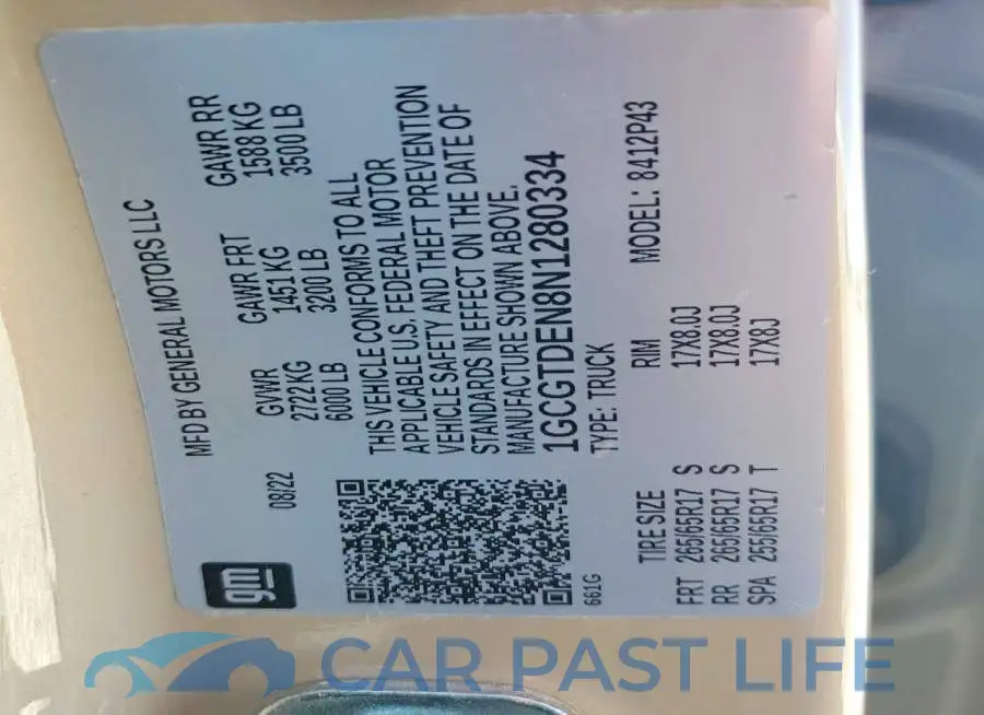 1GCGTDEN8N1280334# 12