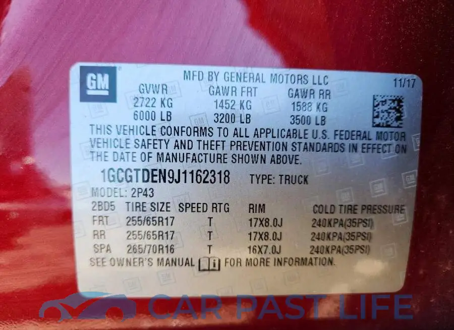 1GCGTDEN9J1162318# 12