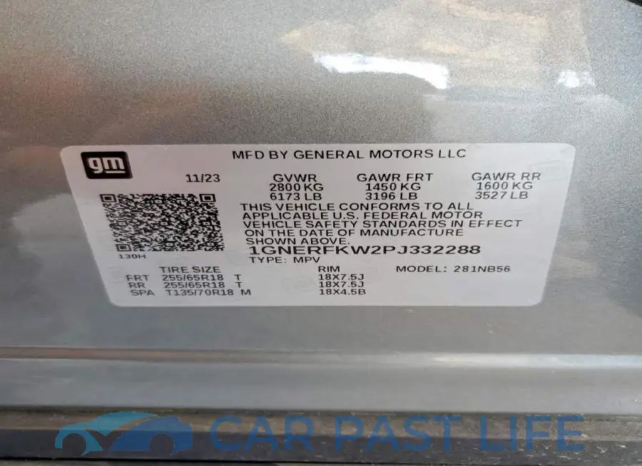 1GNERFKW2PJ332288# 12