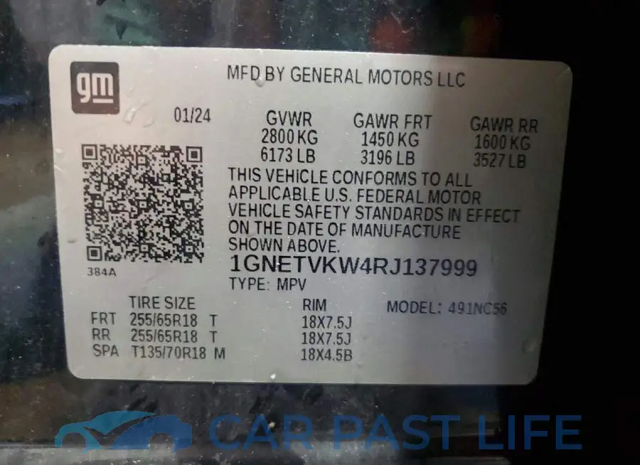 1GNETVKW4RJ137999# 13