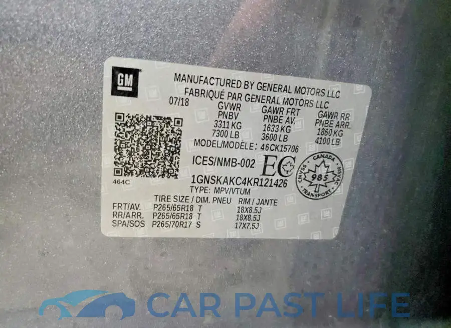 1GNSKAKC4KR121426# 12