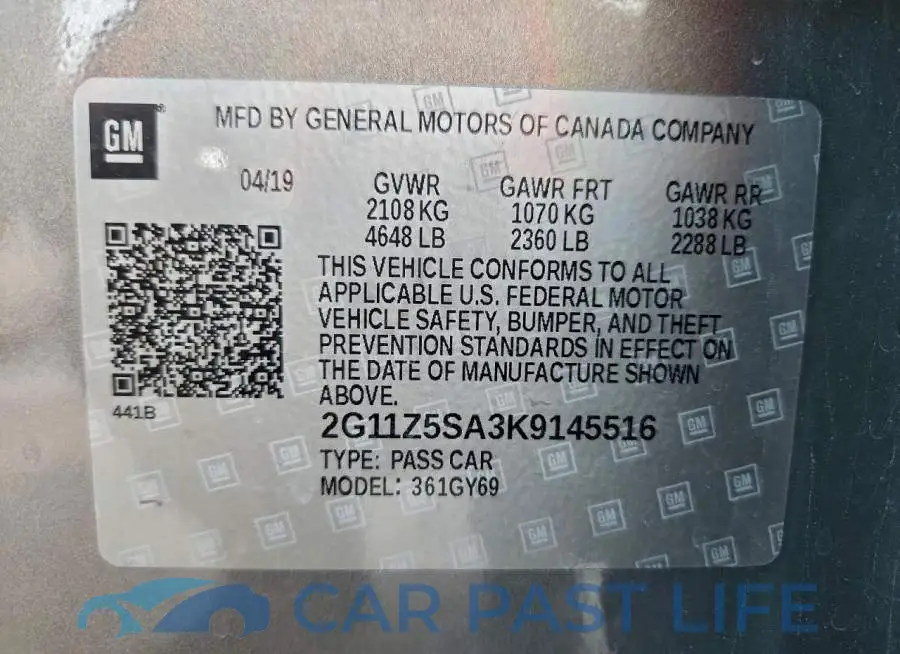 2G11Z5SA3K9145516# 12