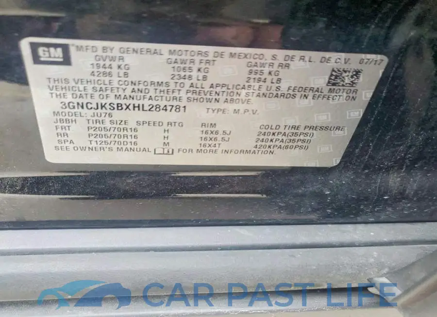 3GNCJKSBXHL284781# 13