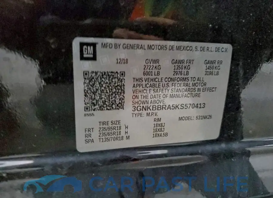 3GNKBBRA5KS570413# 12