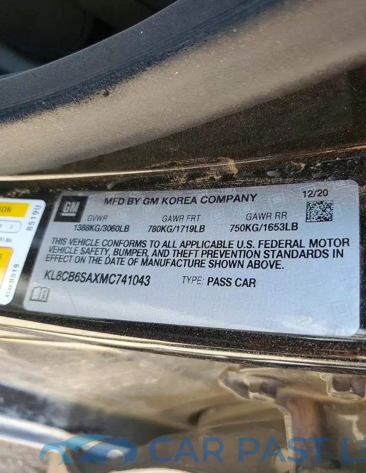 KL8CB6SAXMC741043# 12