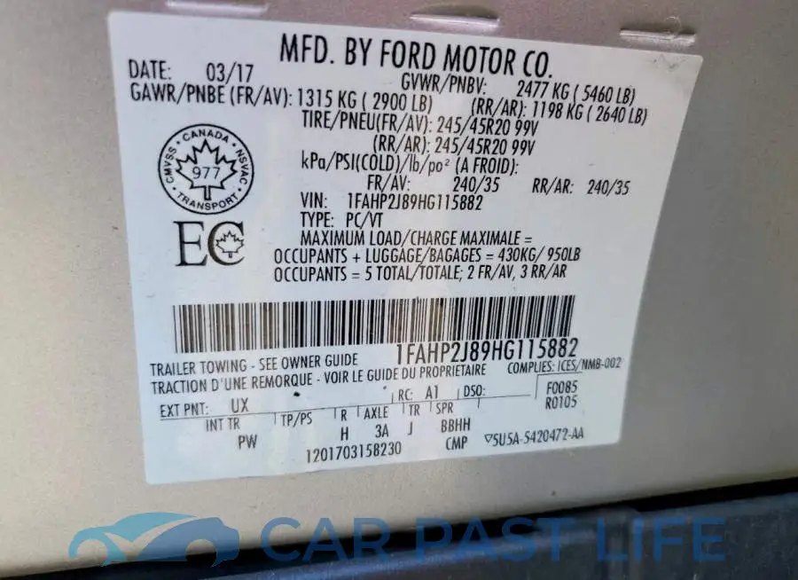 1FAHP2J89HG115882# 12