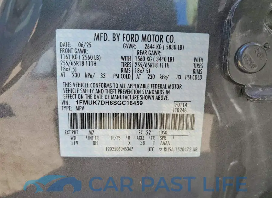 1FMUK7DH6SGC16459# 12