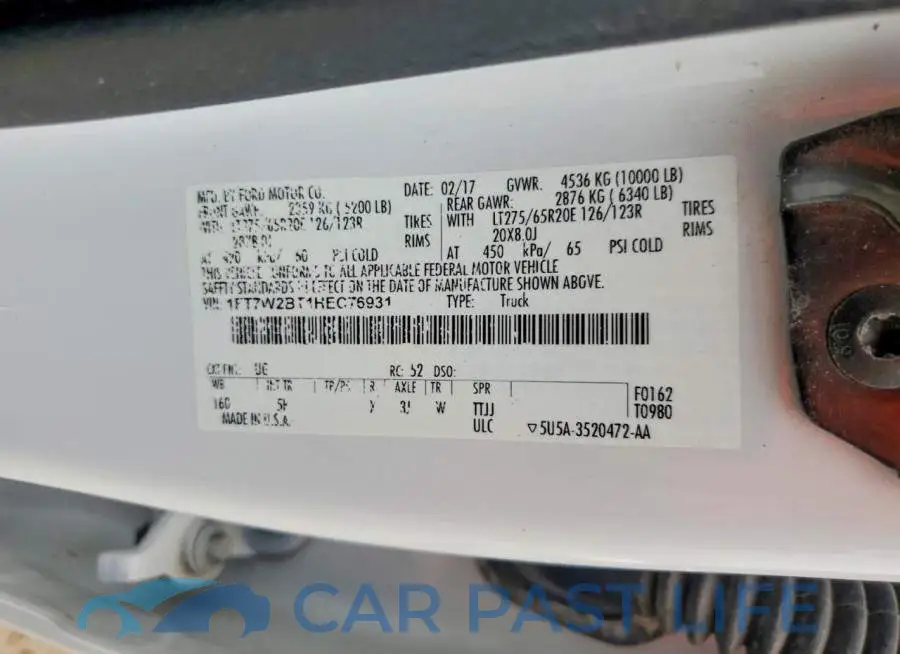 1FT7W2BT1HEC76931# 12