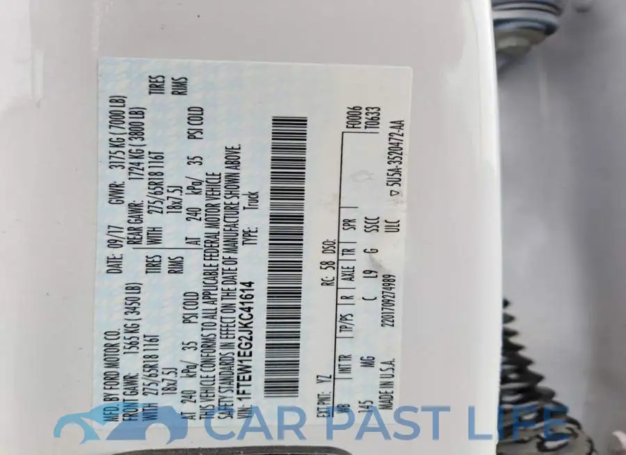 1FTEW1EG2JKC41614# 12