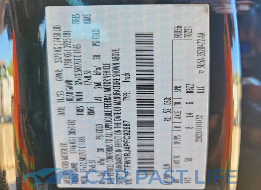 1FTFW1RJ4PFC92687# 12