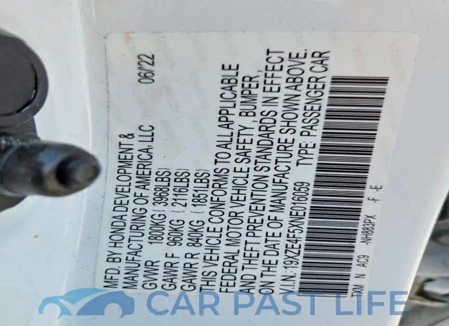 19XZE4F5XNE016059# 12