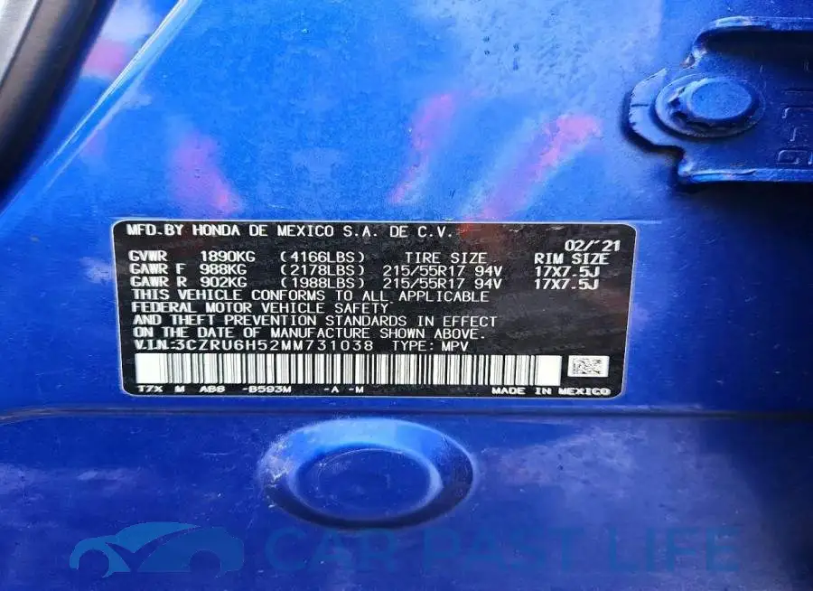3CZRU6H52MM731038# 13