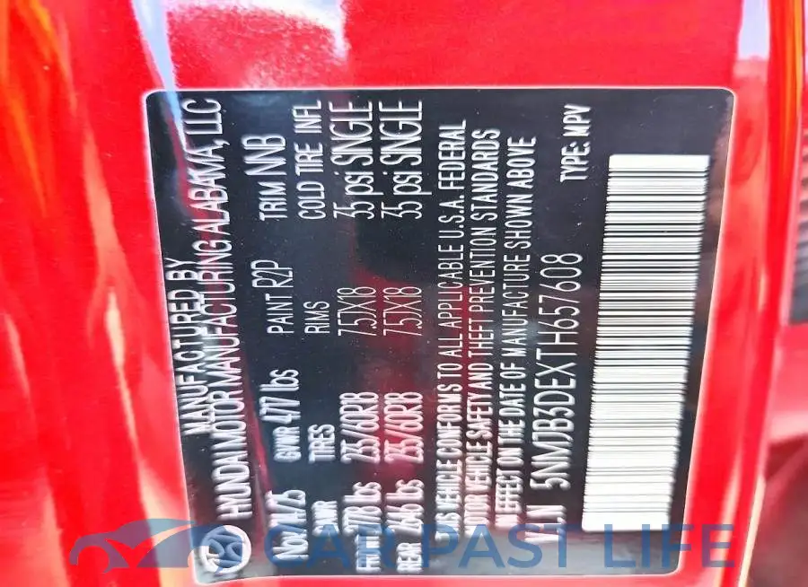 5NMJB3DEXTH657608# 12
