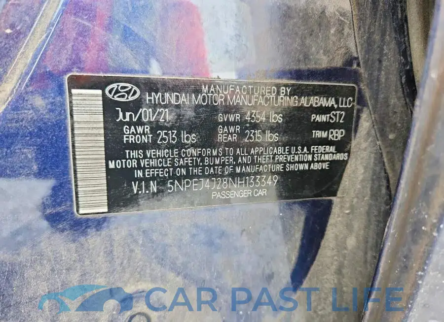 5NPEJ4J28NH133349# 12