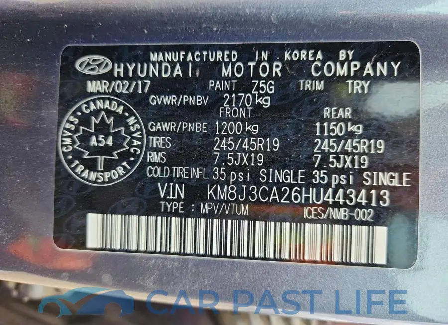 KM8J3CA26HU443413# 13