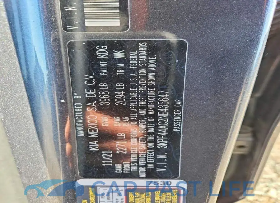 3KPF44AC2NE435647# 12