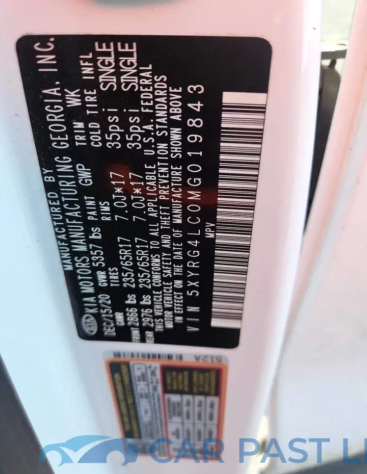 5XYRG4LC0MG019843# 13