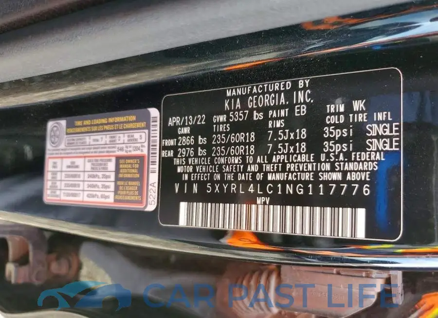 5XYRL4LC1NG117776# 12