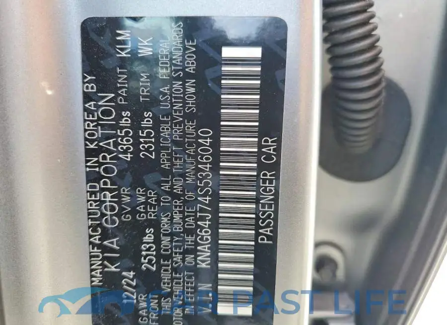 KNAG64J74S5346040# 12