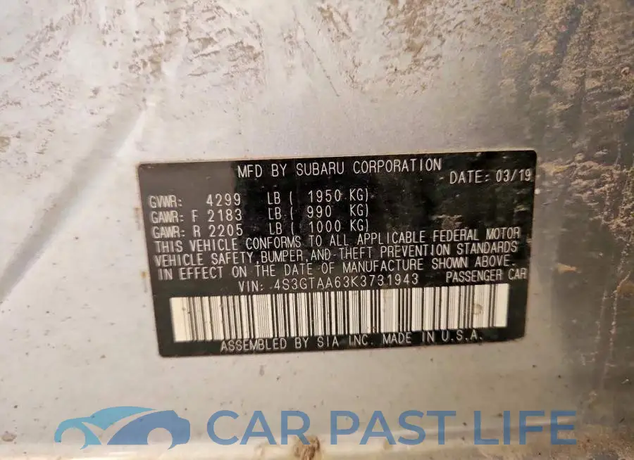 4S3GTAA63K3731943# 13