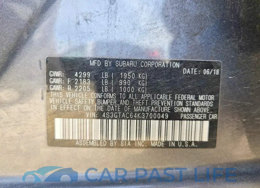 4S3GTAC64K3700049# 12