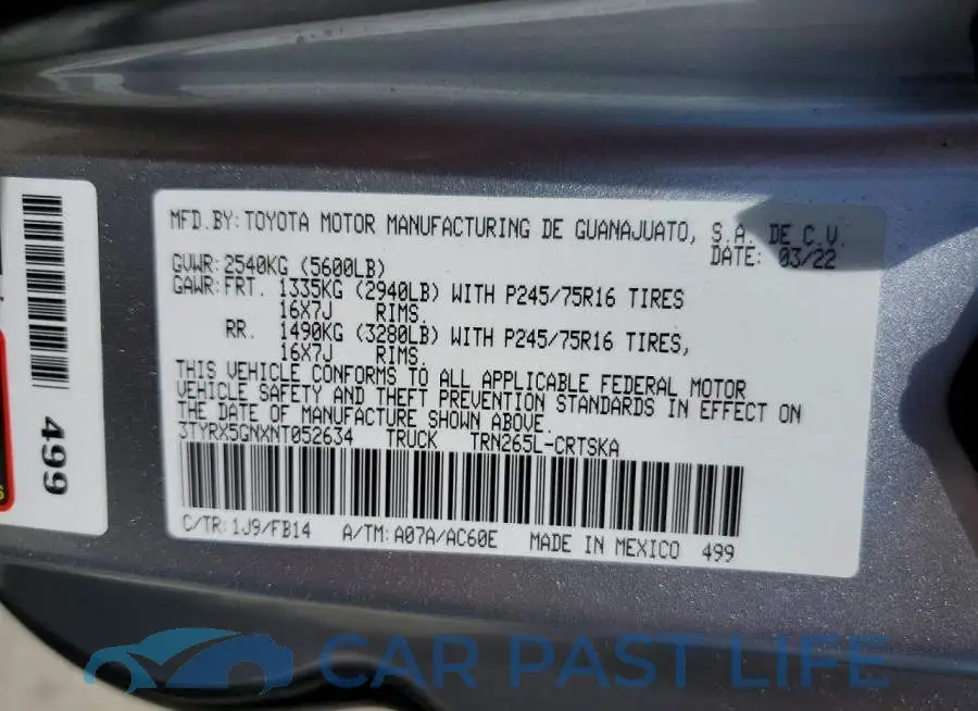 3TYRX5GNXNT052634# 12