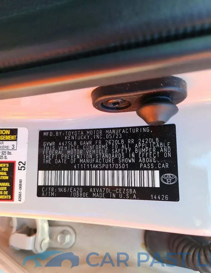 4T1T11AK5PU170501# 12