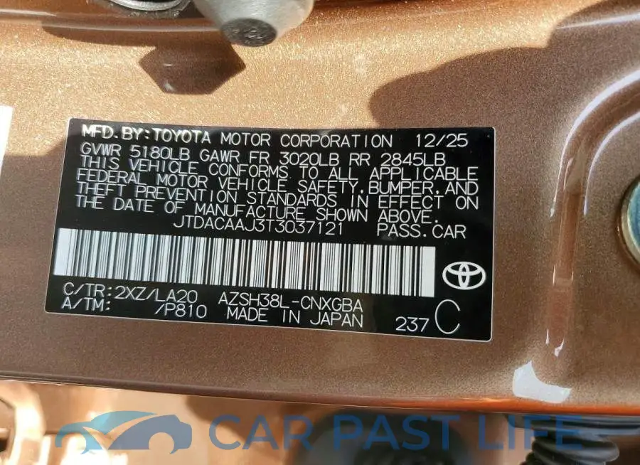JTDACAAJ3T3037121# 13