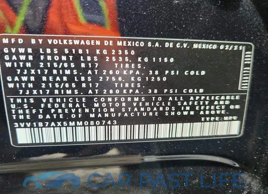 3VV1B7AX5MM080743# 13