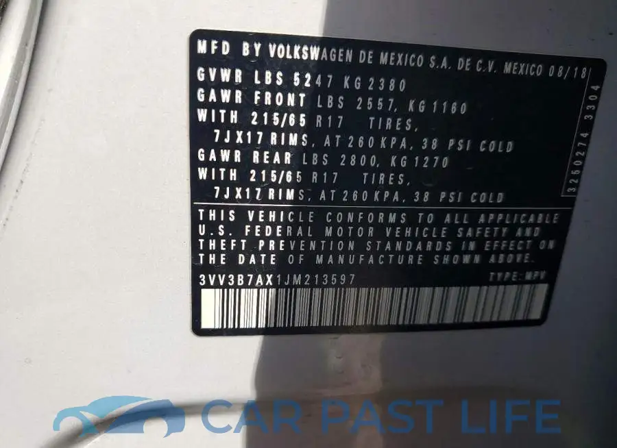 3VV3B7AX1JM213597# 13