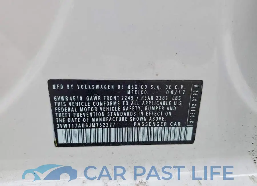 3VW117AU6JM752227# 12