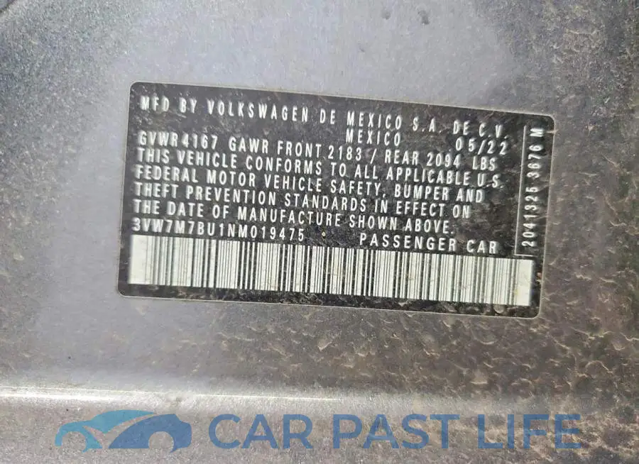 3VW7M7BU1NM019475# 13