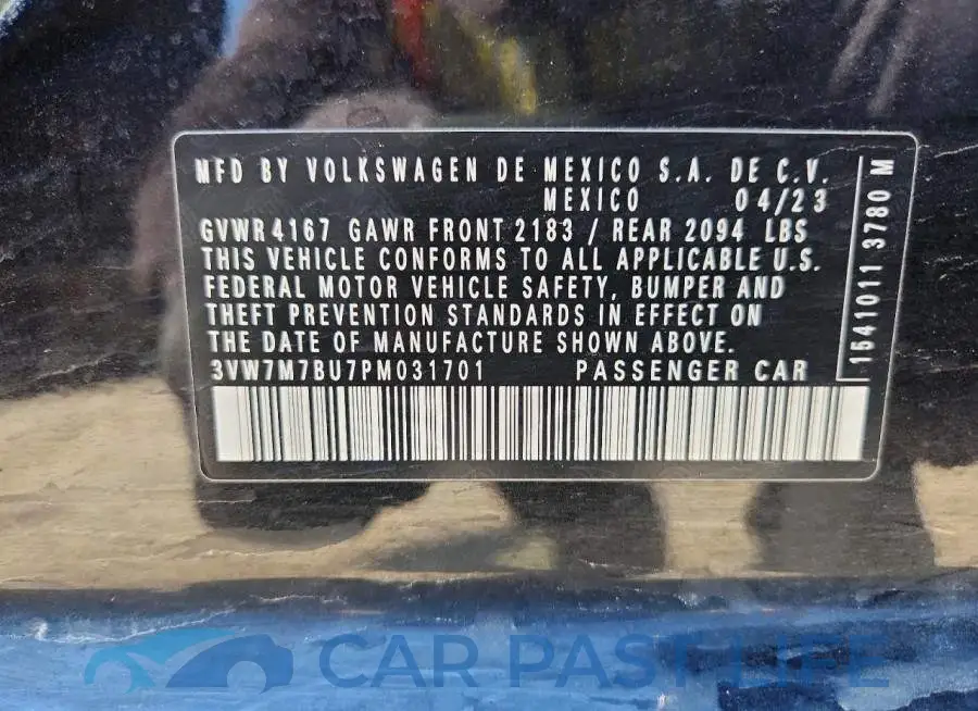 3VW7M7BU7PM031701# 12