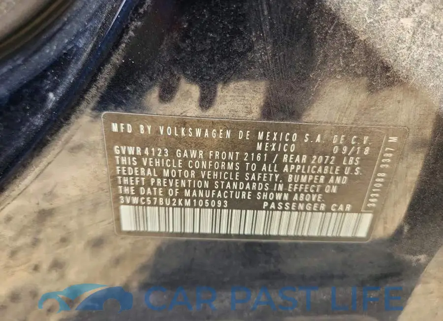 3VWC57BU2KM105093# 12