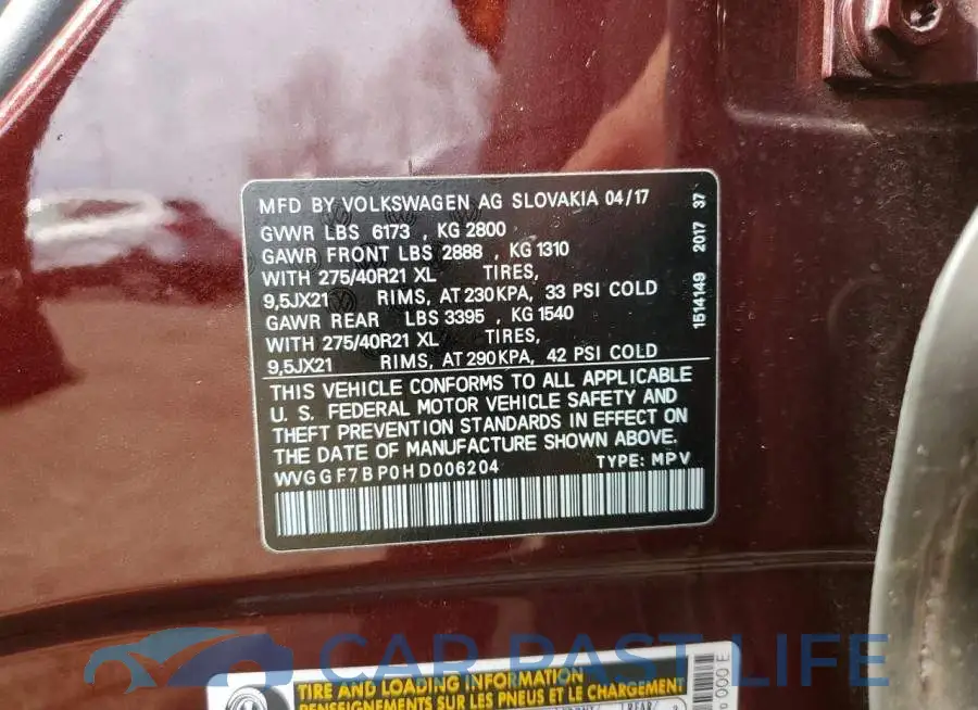 WVGGF7BP0HD006204# 13