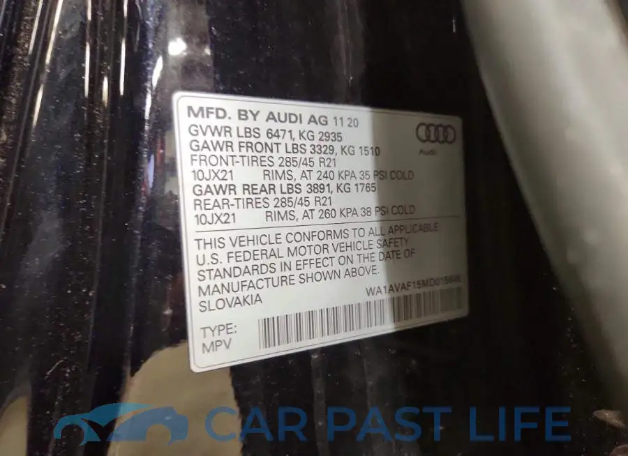 WA1AVAF15MD015646# 14