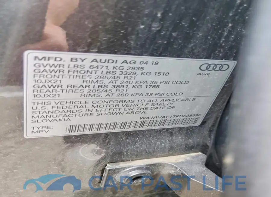 WA1AVAF17KD038696# 13