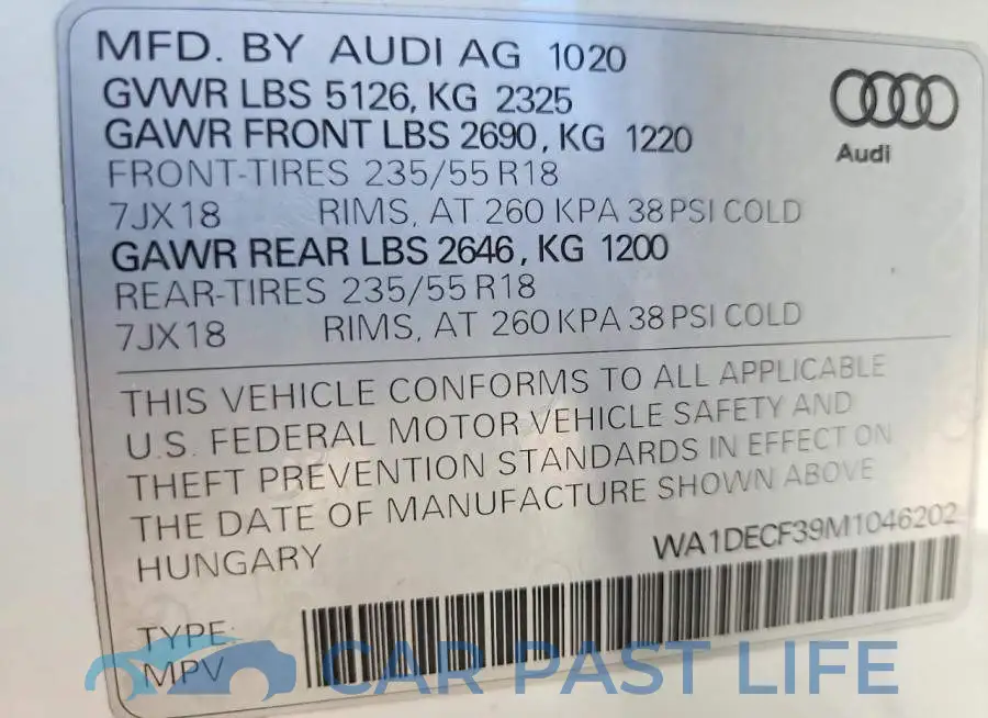 WA1DECF39M1046202# 12