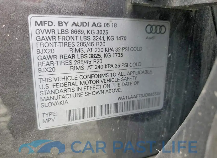 WA1LAAF73JD045538# 13