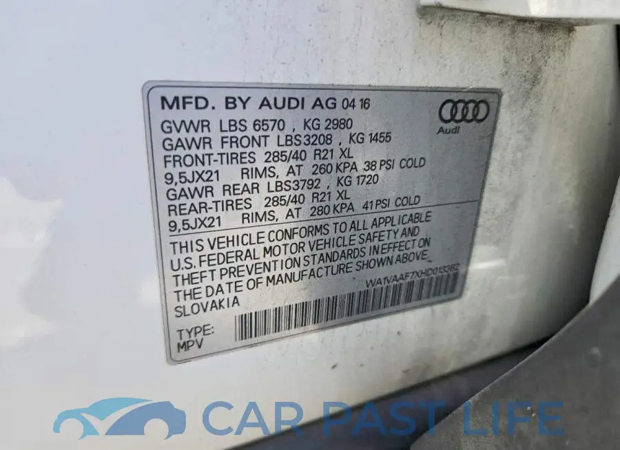WA1VAAF7XHD013382# 13