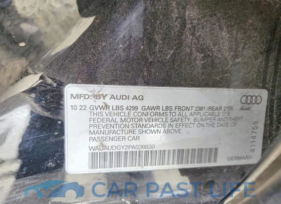 WAUAUDGY2PA038830# 12