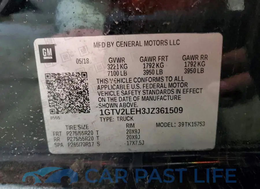 1GTV2LEH3JZ361509# 12